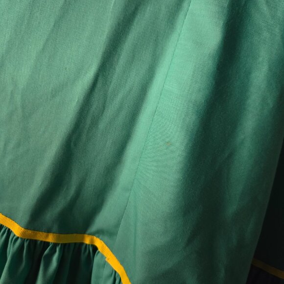 Vintage Handmade Square Dance Rockabilly Full Circle Skirt Green w/Yellow Flower - Picture 8 of 8